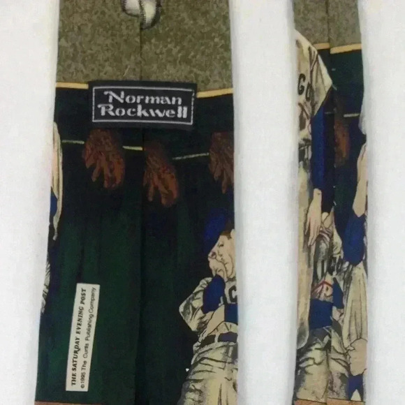 Norman Rockwell Green Multi-Color Silk 58" x 4" - Picture 5 of 5